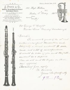 J Francis & Co, Military, Brass Band and Orchestral Instrument Makers by English School