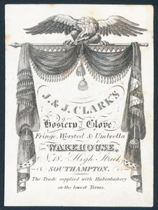 J & J Clarks, hosiery, glove, fringe, worsted and umbrella warehouse by English School