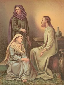 Jesus Christ in the house of Martha and Mary by English School