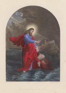 Jesus Christ Walking on the Sea of Galilee by English School