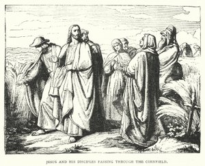 Jesus and his Disciples passing through the Cornfield (engraving) by English School