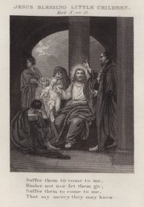 Jesus blessing little children, Mark X, ver 15 by English School