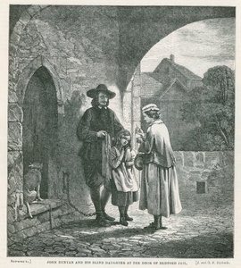 John Bunyan and His Blind Daughter at the Door of Bedford Jail by English School