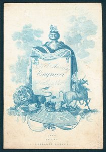 John J Macaulay, engraver, trade card by English School