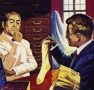 John Logie Baird invented a cotton undersock for keeping feet dry by English School