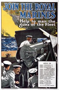 Join the Royal Marines - Help to Man the Guns of the Fleet, World War I Recruitment Poster