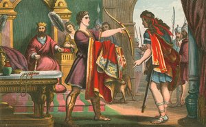 Jonathan Giving David His Sword by English School