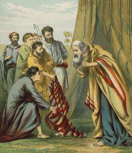 Joseph Receives the Coat of Many Colours from His Father by English School