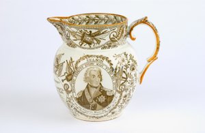 Jug with Transfer Designs Commemorating the Battles and Honours of Horatio Nelson, c.1805 by English School