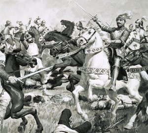 King Arthur led the Britons to overwhelming victory against the Saxons by English School