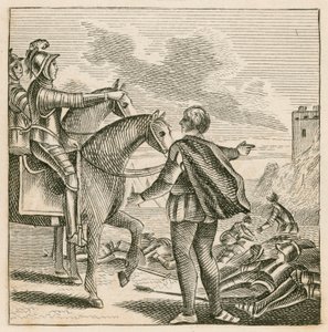 King Henry V viewing the battlefield after the defeat of the French at Agincourt by English School