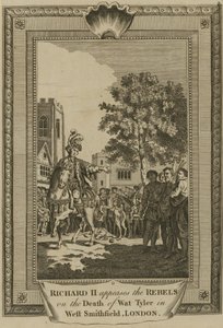 King Richard II appeases the rebels on the death of Wat Tyler in West Smithfield, London by English School