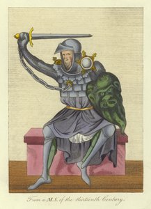Knight, Possibly King, in Armour, from a Manuscript of the 13th Century