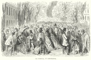 La Rambla, at Barcelona (engraving)