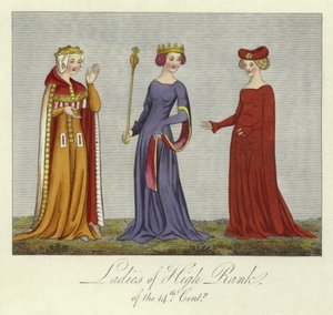 Ladies of high rank of the 14th Century by English School
