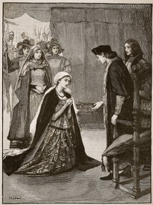 Lady Catherine Gordon Before Henry VII, Illustration from Cassell