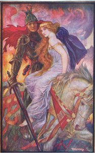 Lancelot bears off Guenevere, illustration from 