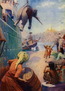 Landing Elephants in Burma by English School