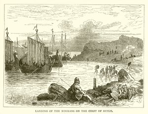Landing of the Normans on the Coast of Sicily by English School