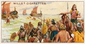 Landing of the Romans in 55 BC by English School