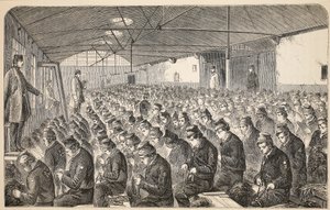 Large Oakum-room (under the Silent System) at the Middlesex House of Correction, Coldbath Fields, illustration from The Criminal Prisons of London and Scenes from Prison Life by Henry Mayhew and John