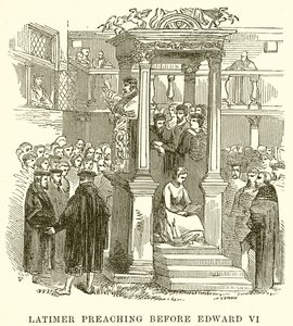 Latimer Preaching before Edward VI by English School