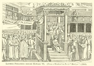 Latimer Preaching before Edward VI by English School