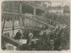 Laying the foundation stone of the southern Embankment of the Thames by English School