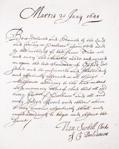 Letter by Henry Scobell, 20th June 1648 by English School