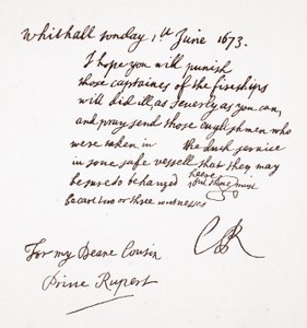 Letter from Charles II to Prince Rupert, 1st June 1673 by English School