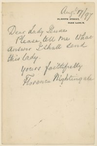 Letter from Florence Nightingale by English School