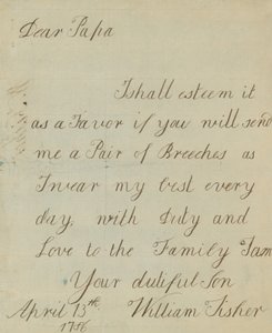 Letter from William Fisher (Autograph) by English School