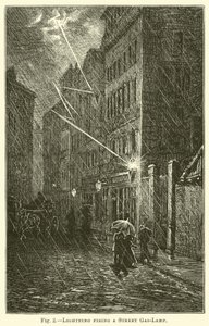 Lightning firing a Street Gas-Lamp by English School
