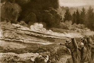 Liquid fire, first employed by the Germans, successfully adopted by the Allies by English School