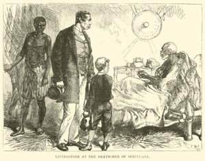 Livingstone at the Death-bed of Sebituane by English School
