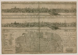 London, Before and After the Great Fire by English School
