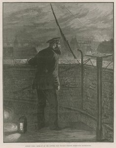 London Fires; Lookout at the Central Fire Brigade Station, Southwark Bridge Road by English School