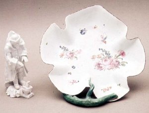 Longton Hall leaf dish, Trembly Rose, 1755, and figure of Winter, 1758