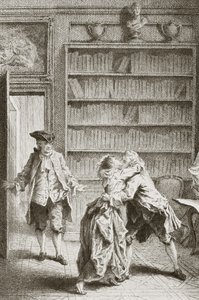 Lovers Caught Kissing by the Woman