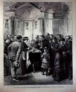 Lying in State, the Body of Lord Frederick Cavendish in the Family Chapel, Chatsworth by English School