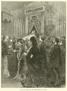 Lying in state of the Archbishop of Paris, 1871 by English School