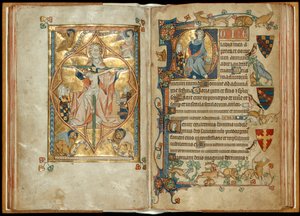 The Throne of Mercy with Patrons, Christ Blessing with a Patron, c.1314-30