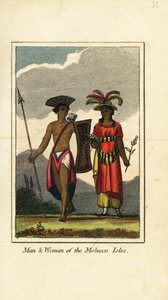 Man and woman of the Molucco Isles (Maluku Islands) by English School