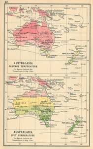 Map: Australasia, January Temperature, July Temperature