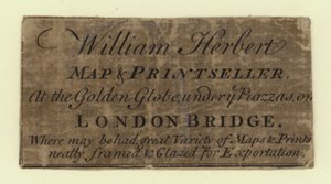 William Herbert Map and Printseller, trade card by English School