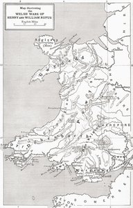 Map illustrating the Welsh wars of William Rufus and Henry I, from 