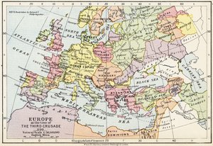 Map of Europe at the Time of the Third Crusade, 1190, from 
