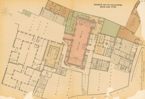 Map of Guildhall, London, and Surrounding Area About 1750