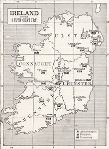 Map of Ireland in the Sixth Century, from the book 
