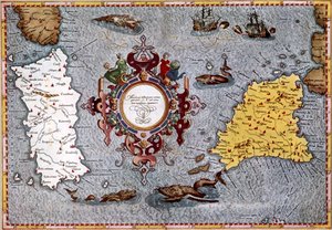 Map of Sardinia and Sicily, Ptolemy